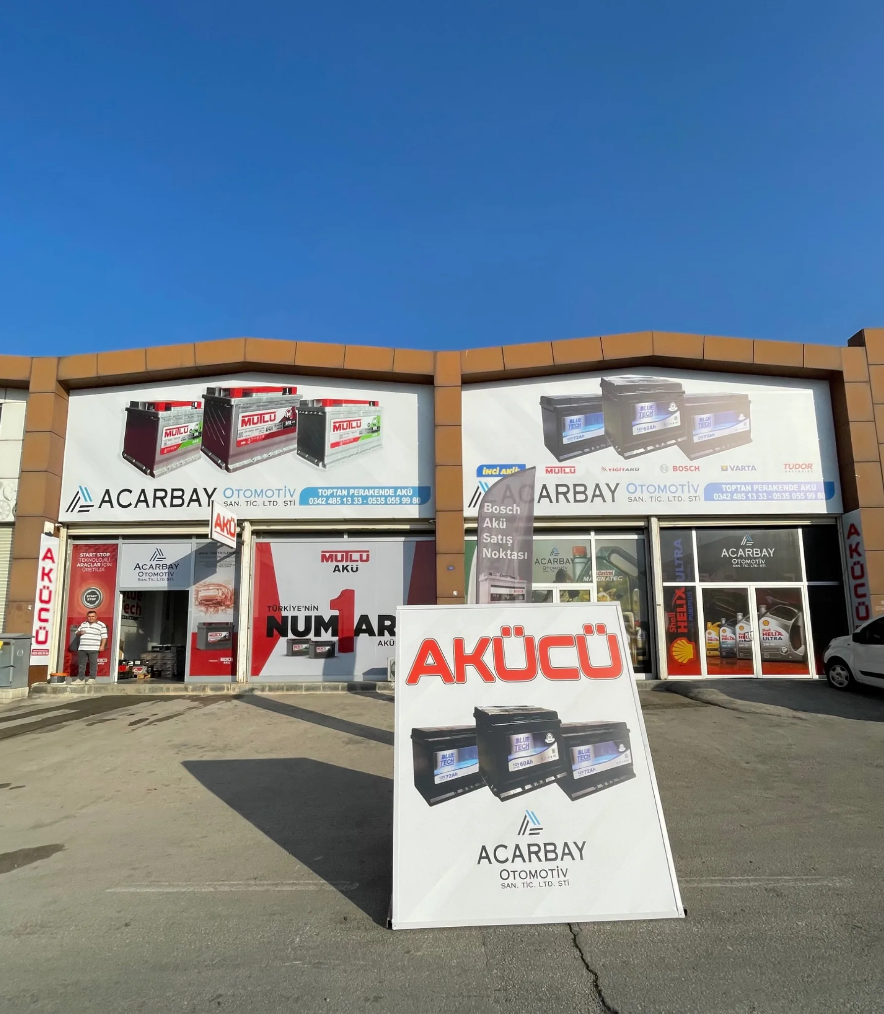 Acarbay Otomotiv Gaziantep akü mağaza dış cephe